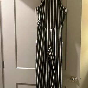 Black and White Striped Jumpsuit
